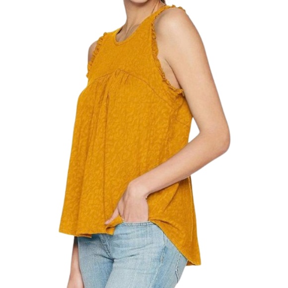 Lucky Brand Women's Jacquard Tank Top mustard sleeveless - Picture 2 of 7
